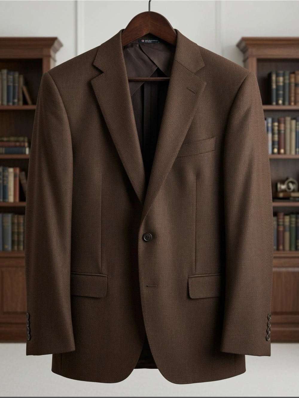 Hart Schaffner Marx Brown Birdseye Sport Coat Blazer 46R USA